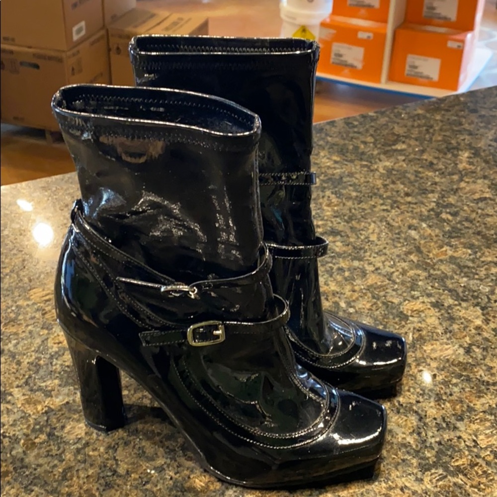 BCBG leather heeled booties.